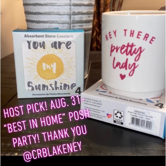 LAST CHANCE! NEW Absorbent Stone coasters! “YOU ARE MY SUNSHINE” Set of 4! - Picture 3 of 6